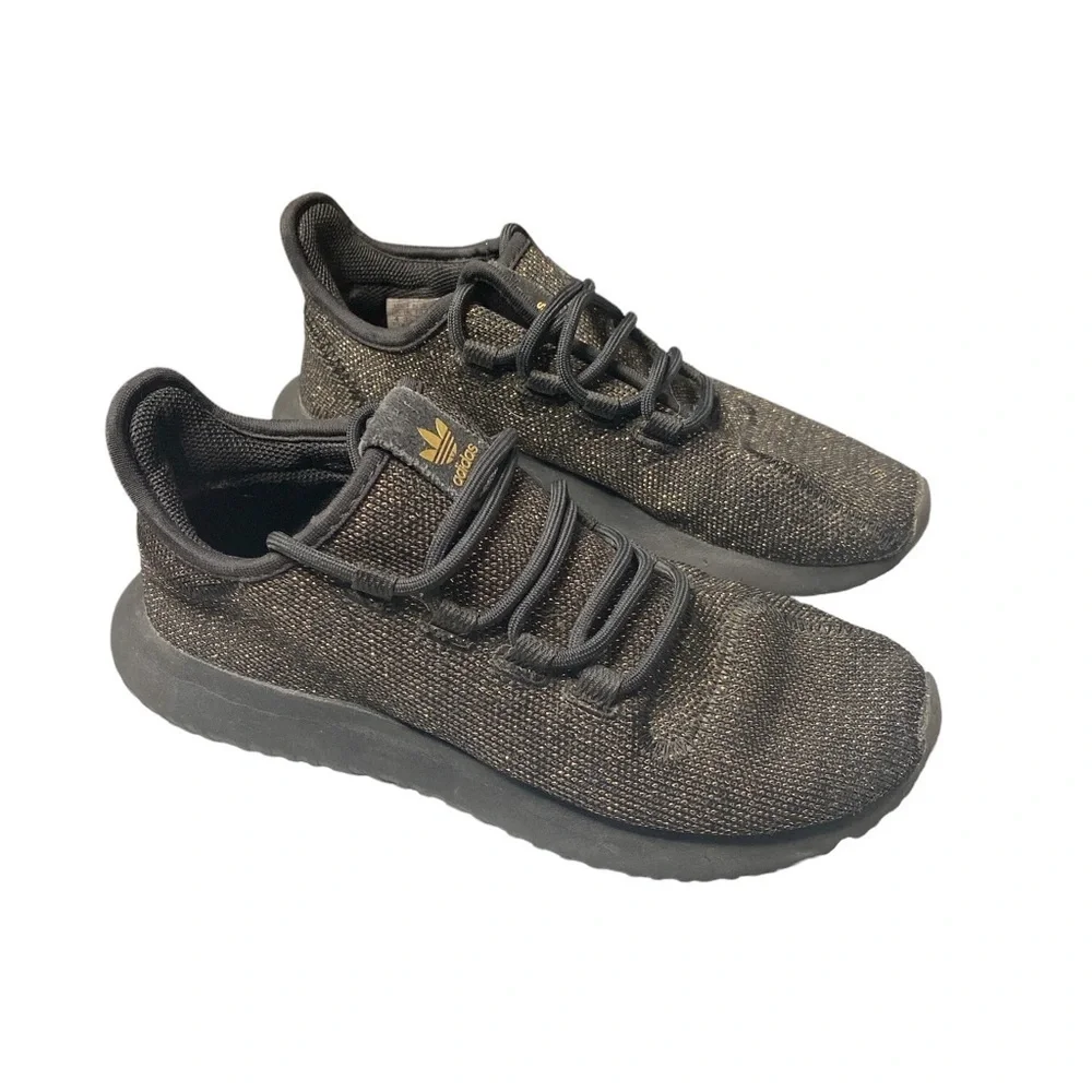 Adidas tubular shadow girls shoes Sz 4 black gold
